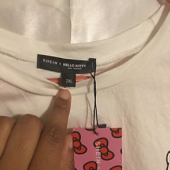 Hello Kitty White Crop T Shirt Tie Front Hem Short Sleeves 2XL - Picture 6 of 9